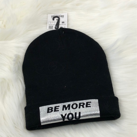 Zara Accessories - Zara Be More You Black Beanie - New with tags
